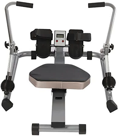 Rameur hydraulique à mouvement complet réglable - Pagaie domestique pliable avec écran LCD et long rail pour exercices de cardio et fitness à la maison, charge maximale de 120 kg, résistance de