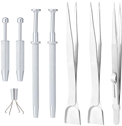nbeads 7 Pcs 4 Styles Outils à Paillettes pour la Décoration de Gâteaux, Outil de Saisie pour Bille de Piercing Pincées à gâteau Cuillère à Saupoudrer Les Perles pour la Décoration de Cupcakes