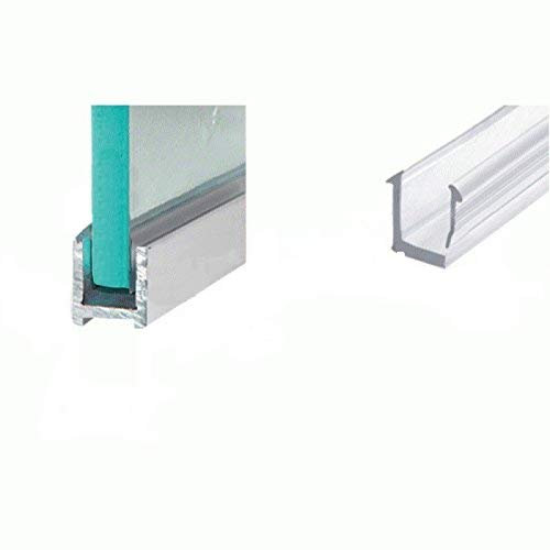 Aluminium Duschkabinen U-Profil 200 cm schmal für 10mm Glasstärke Edelstahloptik gebürstet