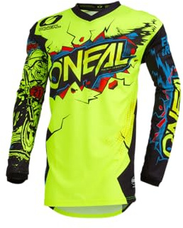 O'NEAL | Motocross-Trikot | Enduro Motorrad | Passform für Maximale Bewegungsfreiheit, Eingenähter Ellbogenschutz, Atmungsaktiv | Element Jersey Villain | Erwachsene | Neon-Gelb | Größe L