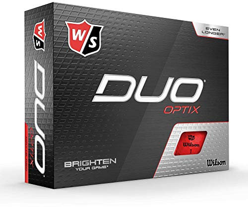 Wilson Staff Golfbälle, Duo Optix, 12 Bälle, Rot, Matte Oberfläche, Einfache Auffindbarkeit, WGWP50500