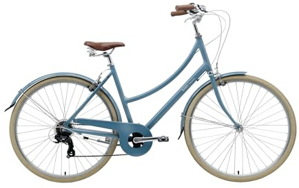 Bobbin Brownie 7 Speed Gear Adult Bike Mens/Ladies Bicycle 700c 29 Inch Wheel Dutch Style City Boys and Girls Bike with Alloy Frame (M/L, Moody Blue)