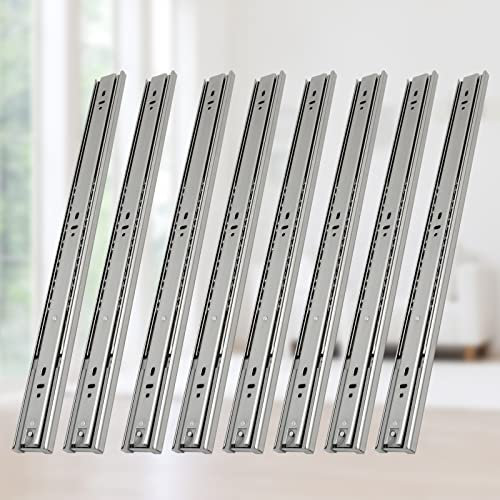 Ikodm 4 Paar (8 Stk.) Vollauszüge Schubladenauszüge 40cm Stabil Schubladenschienen mit Selbsteinzug Kugelführung Tragkraft 35 Kg