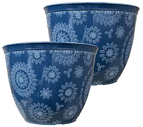 SG Traders Large Plastic Round Chengdu Garden Plant Pots Planter Indoor Outdoor Pots Top Diameter Flower Pot with Drainage Holes, Beautiful Planters for Your Garden Needs Pack of 2 (30, 36, 40cm)