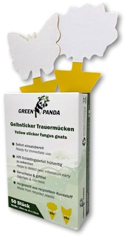 GreenPanda gul dekal sorgsmyggor 50 st. - Bekämpa effektivt myggor – gulfälla för myggor och flygande skadedjur – tillverkad av återvunnen plast (50 stycken)