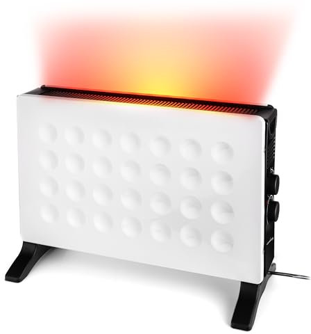 Lehmann LHOHC-2013B - Radiatore termoconvettore 2000 W, con termostato e regolazione della potenza a 3 stadi 750/1250/2000 W, termoventilatore mobile con protezione contro il surriscaldamento