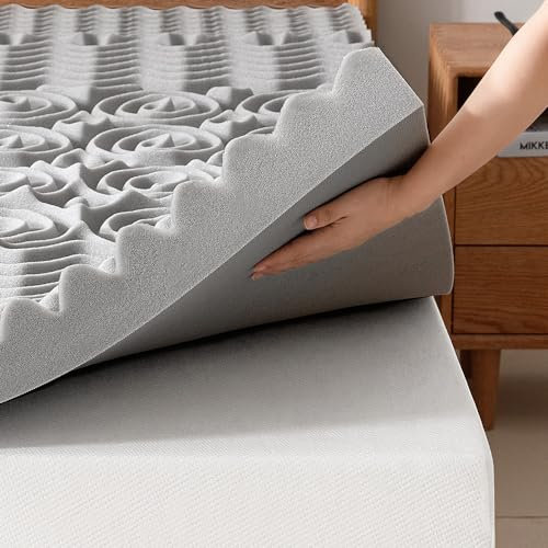 GELSEA 3 Inch Memory Foam Mattress Topper Queen,5-Zone Bamboo Charcoal Infused Mattress Pad for Back Pain,Ventilated Soft Bed Topper,Odor Absorption,80 * 60 * 3