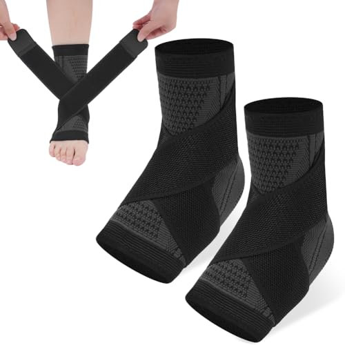 ACWOO 2 Stück Sprunggelenkbandage, Verstellbare Knöchelbandage für Damen/Männer, Atmungsaktive Bandage Fußgelenk für Plantarfasziiti & Achillessehne- Stabilisierung & Schutz -Fußbandage für beide Füße