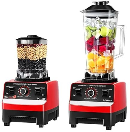 Blender Professionale Inox 2000 W - Mixeur Multifonzionale Con Velocità Regolabile, Pulizia Automatica, Contenitore In Vetro 2L Senza BPA Per Smoothie E Frutta (A)