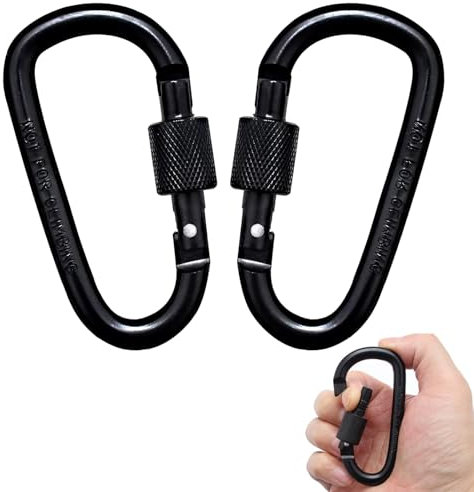 2 Stück Karabinerhaken Schwarz,Karabiner Schlüsselanhänger,Carabiner,Schlüsselkarabiner,Karabiner Rucksack,Carabiner Klein,Karabina,für Aufhängen Kleiner Gegenstände,Angeln,Campen,Dekoration
