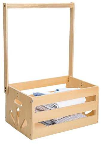 Geschenkkorb Baby, Babykorb Für Die Babyparty, Aufhängbarer Holzkiste, Praktischer Babyparty Kistenschrank Mit Reling, Kinder Kleiderbügel, Für Kleidung, Socken