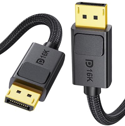 Silkland 54Gbps DisplayPort 2.1 Cable with Secure Latch, DP2.1, 16.5 ft