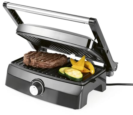 GOURMETmaxx Kontaktgrill med non-stick-beläggning, 1 000 watt, kontinuerlig justering, Cool-Touch-handtag