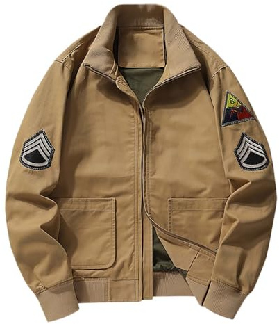 Giacche Primaverili Uomo- Giubbino Bomber - Casual Leggero Jacket Cotone All'aperto Collo da Baseball Estivo Giacca Militare Giubbotto Estivo Giubbotto Cort per Il Tempo Libero