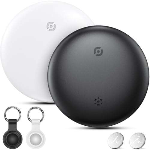 Air Tracker Android or iOS, 2 pezzi Smart Tracker Key Finder Compatibile con dispositivi iOS Find My/Google Find Hub, Bluetooth Key Tracker Smart Tracker per chiavi, bagagli, valigie (Bianco e Nero)
