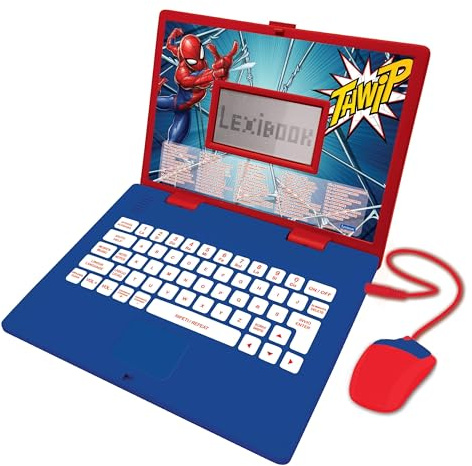 Lexibook, Spider-Man, Educational and Bilingual Laptop Italian/English, Toy with 124 Activities to Learn, Play Games and Music, Blue/Red, JC598SPi5LXB