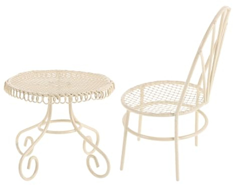 HEALSOPTHY 2 Pièces Table De Bistrot Miniature Décoration Maquette Meubles Miniatures De Bricolage White