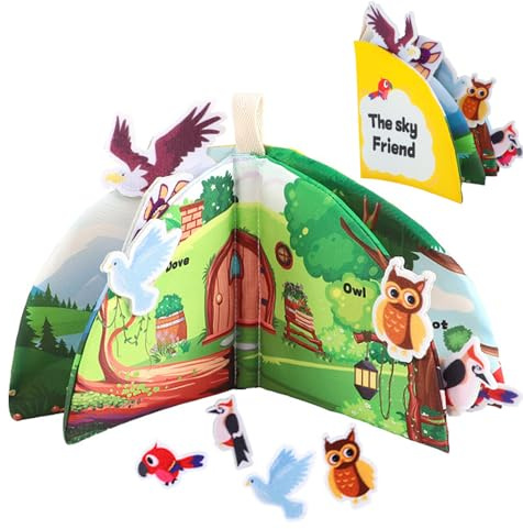 Libri di stoffa per bambini – Libro di apprendimento in tessuto morbido | Giocattolo sensoriale tattile e sensoriale per | Libro educativo tattile per bambini – Regalo con motivi an