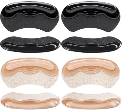 4 Paia di Solette in Memory Foam con Protezione del Tallone, Solette Autoadesive, Inserti Antiscivolo per Scarpe Larghe o Troppo Grandi