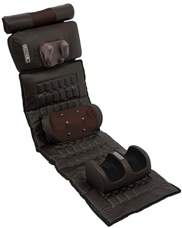 Tappetino massaggiante multifunzione con riscaldamento, 9 modalità di massaggio e 9 livelli di intensità, massaggio completo per schiena/collo/gambe/piedi, con airbag lombare e massaggiatore per piedi