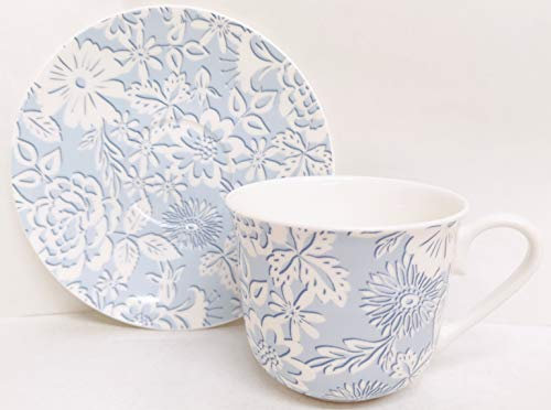 Blue Lace Breakfast Cup & Saucer Fine Bone China Blue Flowers Large Cup Saucer