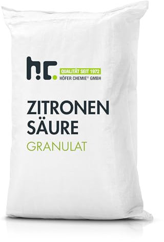 Höfer Chemie 4 x 25 kg Zitronensäure Granulat in Lebensmittelqualität - Entkalker, Allzweckreiniger und für DIY Pflege- & Reinigungsprodukte