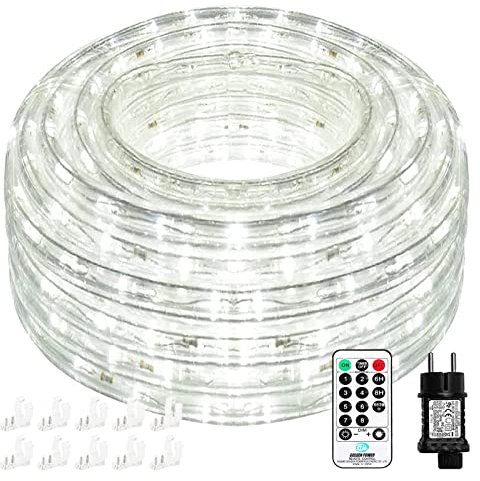 Nurkoo 10m LED Lichtschlauch, 240 LEDs Lichterschlauch IP65 Wasserfest, Lichterkette Strombetrieben mit EU-Stecker für Innen Außen Party Hochzeit Deko, Leuchtschlauch (Kaltweiß)