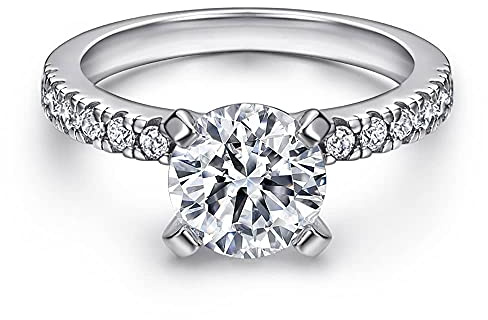 Mousserande damring i 925 sterling silver i vitt med sten solitärring I lysande slipning med stenar solitär förlovningsring vigselring vigselring I smycken i juvelerarkvalitet e Sterling silver, 58, colore: silver