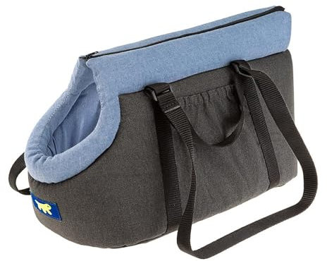 Ferplast Hundetasche BORSELLO, Hundebox, Transportbox Katze, verstellbare Griffe, Sicherheitsgurt, waschbar bei 30°, Max 6 Kg, 37 x 21 x h 22,5, Blau