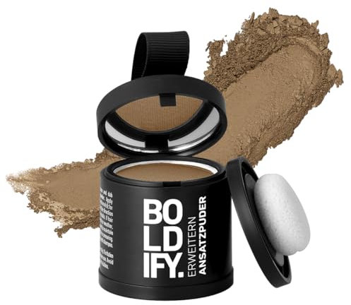 BOLDIFY Ansatzpuder ﻿Großpackung - Haar Concealer zur Haarverdichtung für Frauen und Männer, Grauabdeckung für 24h, wasserfestes Haar Make-up zum Ansatz kaschieren (Dunkelblond)