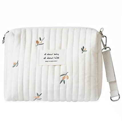 SONARIN Leggero Borsa Organizer per Passeggino,Multifunzionale Elegante Ricamo Borsa Passeggino Universale Organizzatore per Passeggino Borsa per Carrozzina Borsa Cambio(Olivo, 1 Cinghia)