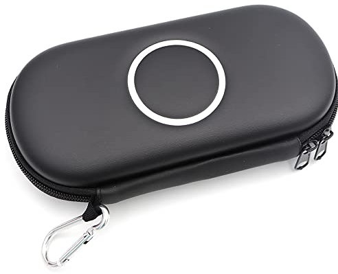 Hartschalentasche für PSP 1000/2000/3000, Aufbewahrungs-Reisetasche Schutzhülle mit Karabiner, Spielekonsolen-Aufbewahrung Zubehör (Schwarz)