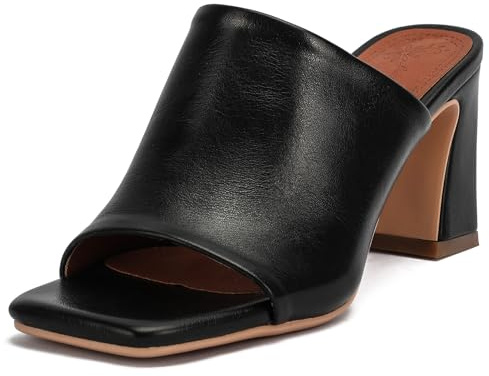 Lroey Reoly Muli da Donna, Sandali Estivi Punta Aperta con Tacco Alto Senza Chiusura Classico Louis Heel Mule, 2419Ovp Nero Numero 42 EU