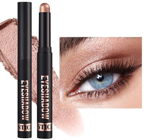 Crayon Fards à Paupières pailleté, Baton de Fard a Paupiere Pailleté, Crayon Ombre à Paupières Crème Imperméable Crayon Fard à Paupières Brillant Maquillage Crayon Yeux pailleté Blanc Marron