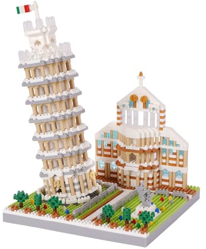 LULUFUN Bloques de construcción de Arquitectura, Juego de Bloques de Torre Inclinada de Pisa, Mini Kits de Bloques de construcción, Regalos de Juguete para niños y Adultos