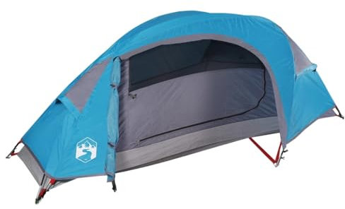 vidaXL Kuppel Campingzelt 1 Person, Kuppelzelt mit Netzwände, Wasserdicht Wurfzelt mit abnehmbarem Überzelt, Blau 185T Polyester