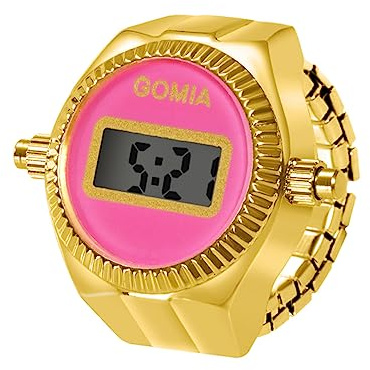 OIDEA Unisex elastisk ringklocka klockring: män kvinnor fingerklocka guld silver fingerband med digital urtavla ring klocka present till vän familj, guld rosa