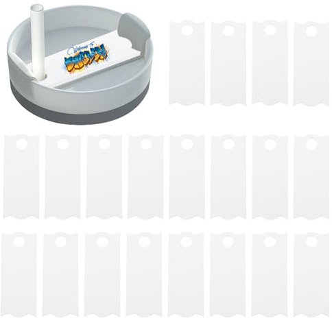 PATIKIL Sublimation Name Plates, 20 Pcs 3.2 x 1.3 Acrylic Blank Personalized Tumbler Plates for 40 Oz Tumbler Cup Accessories Name Tag, White
