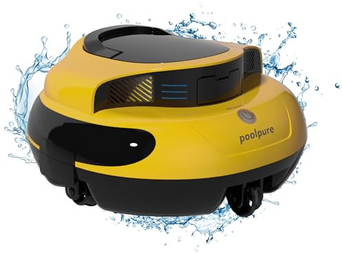 POOLPURE Pool Robot, 120 minuti Powerful Cleaning, Double Motor, IPX8 Waterproof, LED Indicators, Wireless Pool Robot con batteria, Above Ground/Built-in Flat Pool