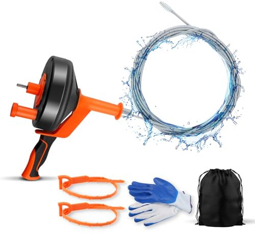 DoeDoefong Desatascador Tuberias Espiral 10 m - Espiral para Desatascar Tuberias Automática, Desatascador Tuberias Profesional para la Limpieza de Tuberías, Respetuoso con el Medio Ambiente