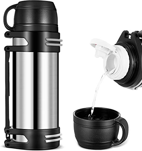Bryzal Thermal Flask 1.5L, Large Capacity Stainless Steel Flasks for Hot and Cold Drinks, 24H Hot/Cold Vacuum Insulated Bottle Travel Flasks with Handle Lid for Outdoor Work Travel