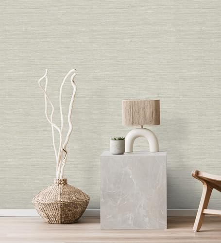 GAULAN 683141 - Papel pintado con efecto fibra vegetal microtexturada en tonos gris cálido para pared salón cocina baño dormitorio pasillo - Rollo de 10 m x 0,52 m
