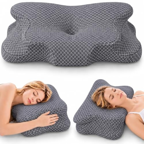 Cuscino Cervicale per Dormire | Cuscino Memory Foam Cervicale Anatomico OEKO-TEX | Cuscino per Cervicale Ergonomico Supporto al Collo | Guanciale Anallergico Sfoderabile e Lavabile Federa Traspirante