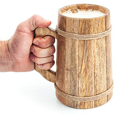 Norse Tradesman Handcrafted Mango Wood Beer Mug, 16 oz