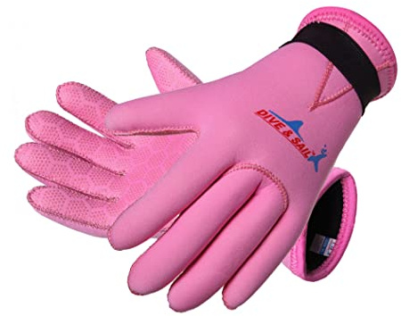 EXCEREY Kids Neoprene Skid-Proof Wetsuit Diving Gloves 3MM Surf Snorkeling Gloves(Pink, S)