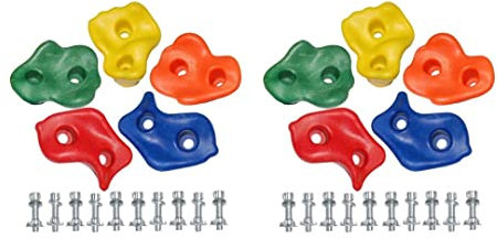 ChildWood Play Kids Rock wall Climbing Holds Large size climbing wall stones Perfect for Climbing Frames Hardware included (Pack of 10 Rocks)