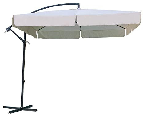 eacommerce - Ombrellone da Giardino Decentrato a Braccio | 250x250 cm | Struttura in Alluminio e Acciaio | Telo Ecrù Rimovibile e Lavabile | Ideale per Giardini, Terrazze, Balconi, Eventi, Alluminio