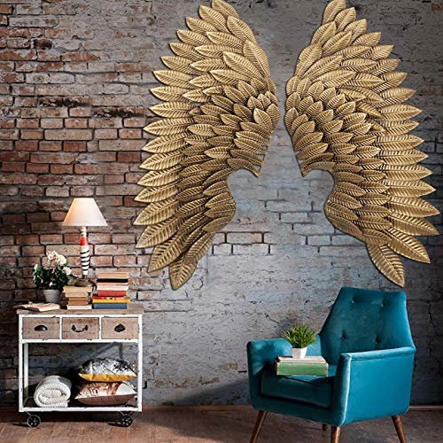 Scultura da Parete, sculture in bassorilievo realizzate a Mano Dorate, murales realistici in Stile Vintage per la Decorazione della Parete, Ali d'Angelo per Feste Festive