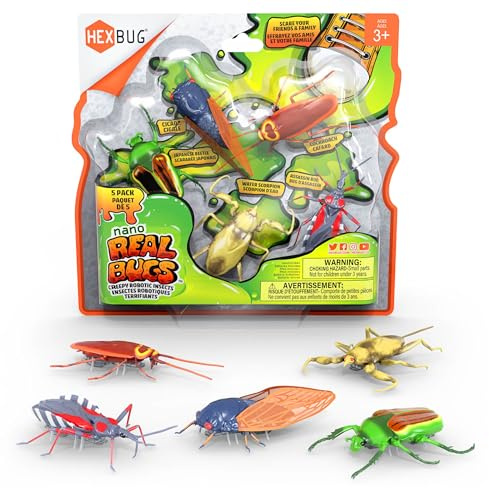 HEXBUG Nano Real Bugs 5-pack falska insektsfigurer, sensoriska leksaker för barn och katter, STEM-leksaker för pojkar och flickor från 3 år