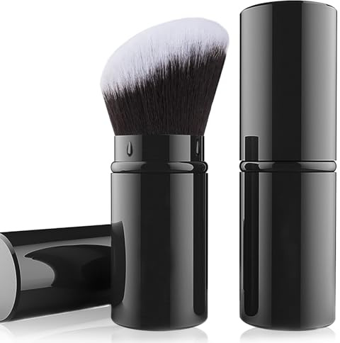 Einziehbare Kabuki Make-up Pinsel, abgewinkelte Reise Puder Blush Pinsel